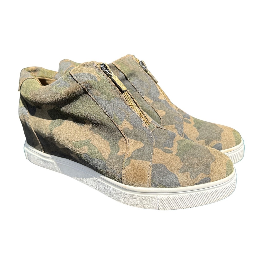 Blondo Glenda Waterproof Camo Wedge Sneakers Zip Up Ankle Booties 10M Grunge